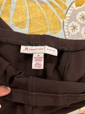 JM Collection Petite Dark Brown Pull-On Pants